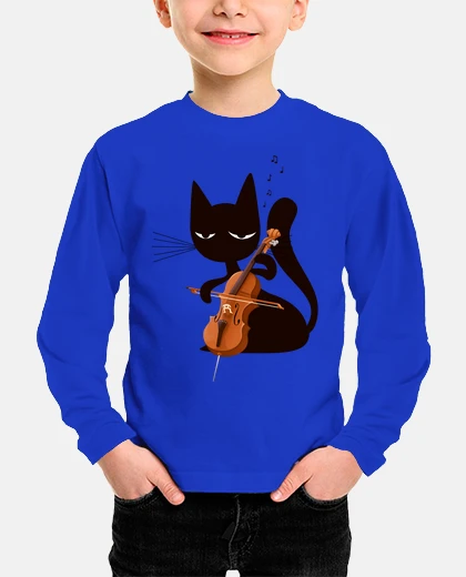 Kids cellist cat