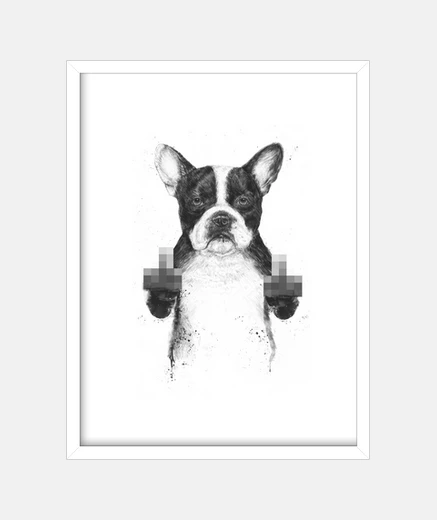 Framed censored dog