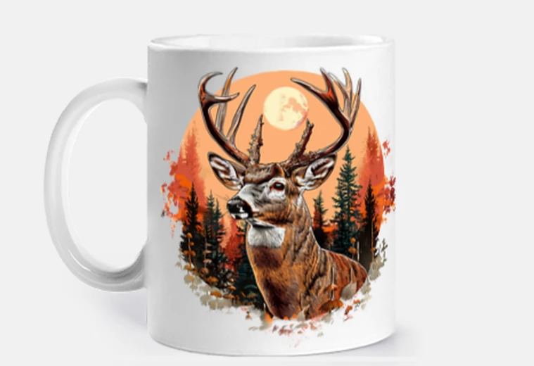 Mug cerf dans la foret coucher de soleil tasse personnalisable café thé maté 