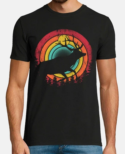 Tee-shirt cerf de chasse rétro wapiti chasseur vi