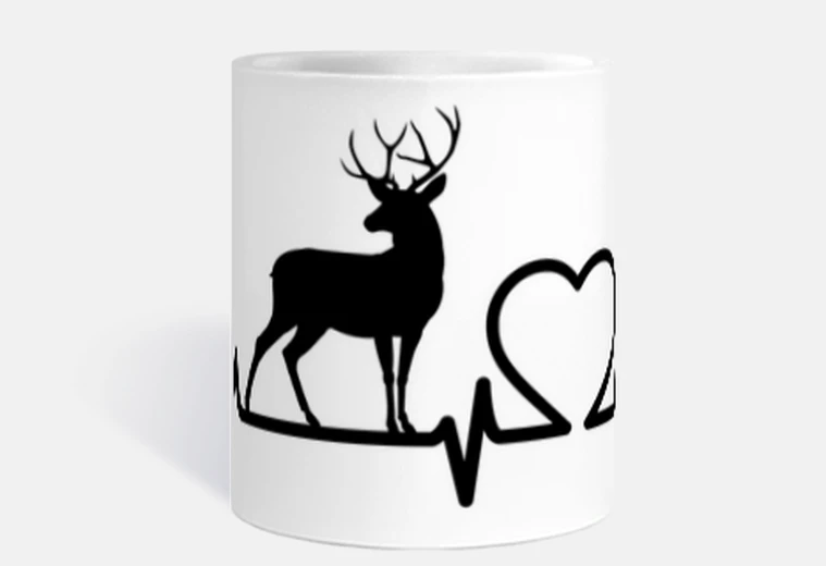 Mug cerf electrocardiogramme coeur fun vegan tasse café thé infusion croissants tisane 