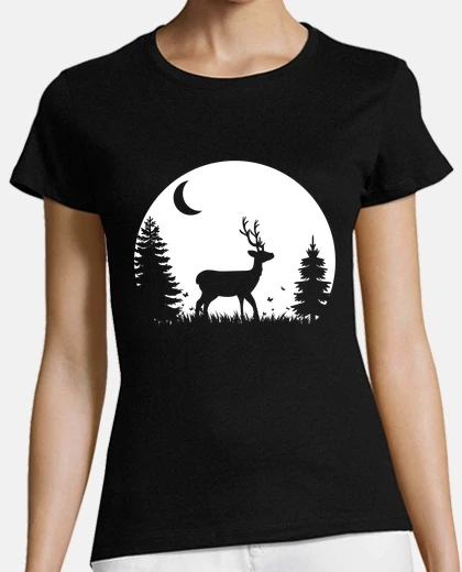 Tee-shirt cerf forêt désert nature cadeau lune