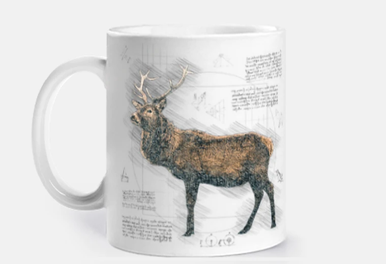 Mug cerf vieux papiers schema plan tasse à personnaliser café thé maté 