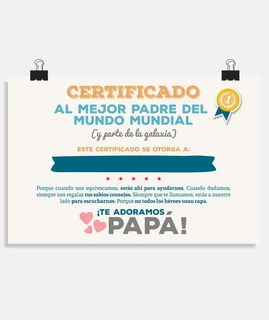 Certificado al Mejor Padre del Mundo