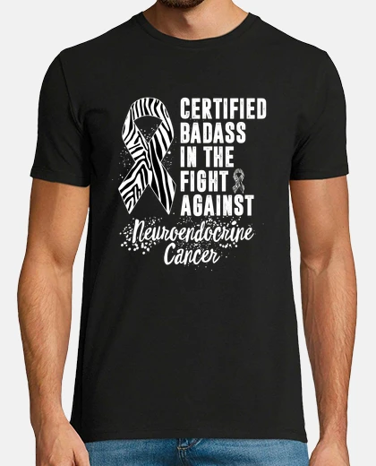 Tee-shirt Certified Badass In The Fight Against Neuroendocrine Cancer Awareness NET Warrior Zebra Ribbon Famil