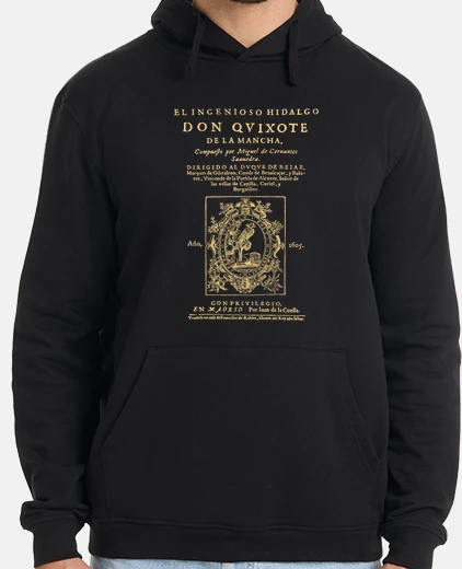 Sudadera Cervantes. Don Quijote (dark Tees)