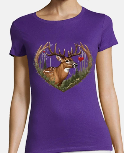 T-shirt cervo del bosco cerbiatto cervo fulvo foresta viola malva