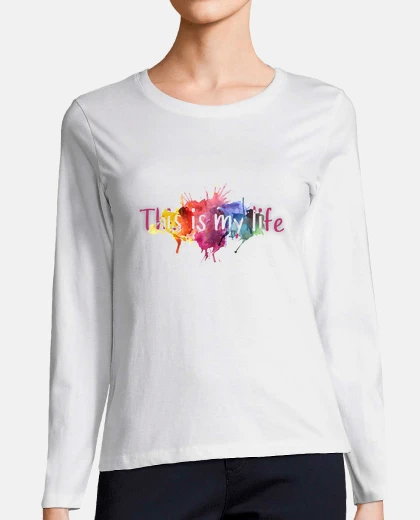 Tee-shirt c'est ma vie t-shirt blanc à manches longues pour femmes