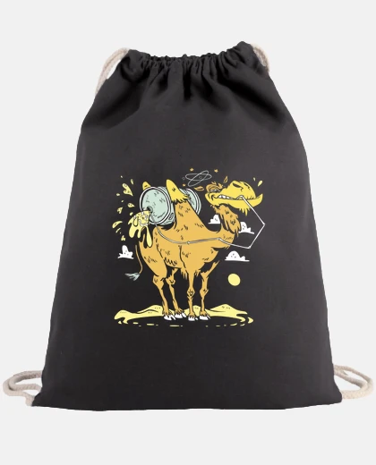 Sac chameau qui boit , dessin humoristique