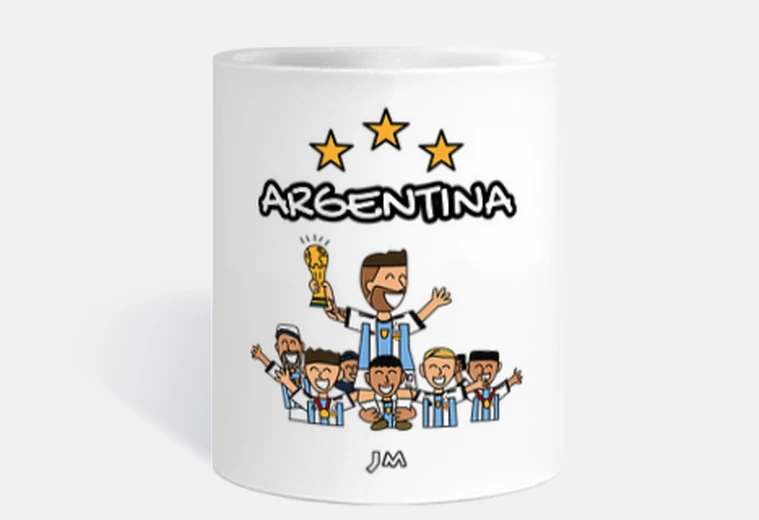 Mug champion du monde argentine 3 étoiles - coupe du monde messi qatar