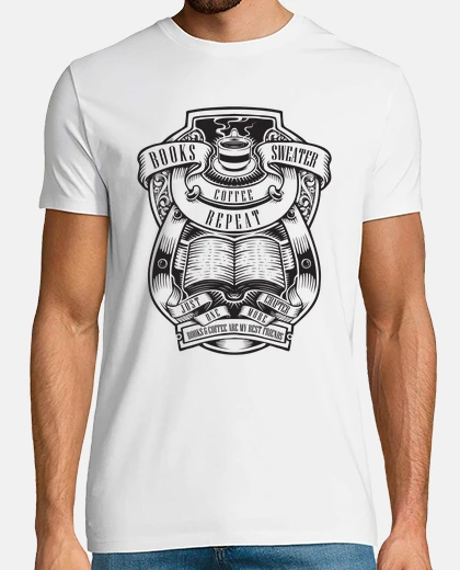 Tee-shirt chandail à répétition café livres