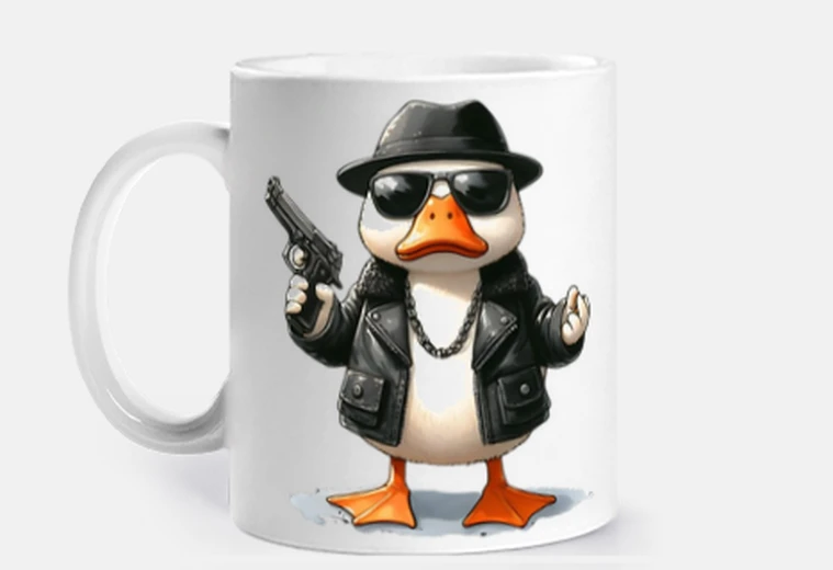 Taza chaqueta de cuero de pato gafas negras taza para personalizar café té mate