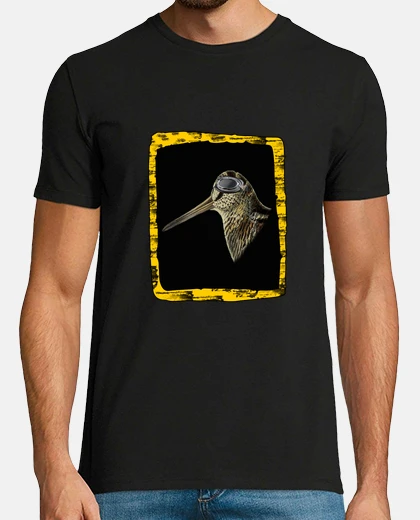 Tee-shirt Chasse - Bécasse lunettes aviateur. Cadre orange 