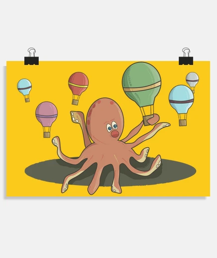 Poster chasse au poulpe and ou ballons