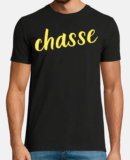 Tee-shirt chasse jaune grand texte minimaliste