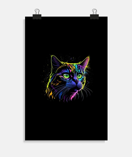 Poster chat américain curl éclaboussure de cou