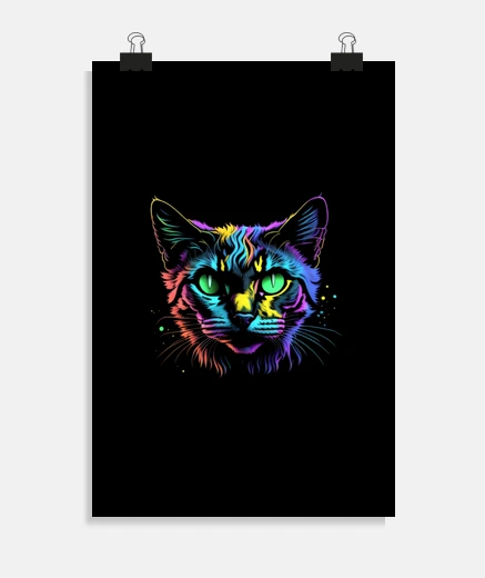 Poster chat américain curl éclaboussure de cou