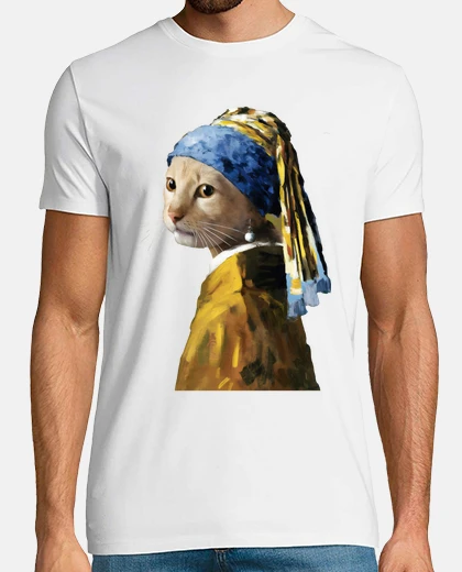 Tee-shirt chat avec boucle d39oreille en perle