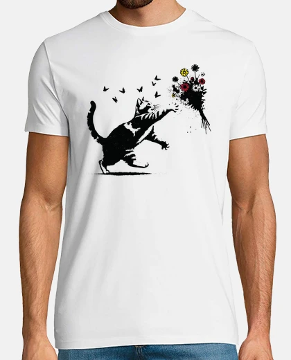 Tee-shirt chat avec des fleurs