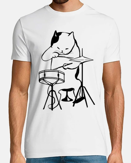 Tee-shirt chat batterie percussion jazz batteur cours 