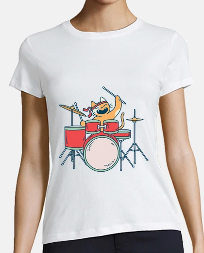 Tee-shirt chat batteur
