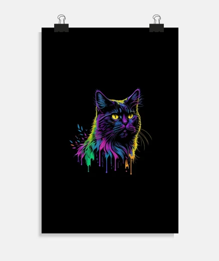 Poster Chat Bobtail américain aux éclaboussure