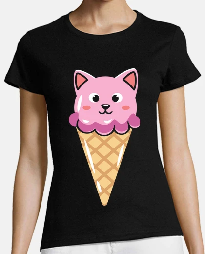 Tee-shirt chat cornet de glace à la fraise