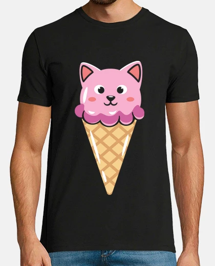 Tee-shirt chat cornet de glace à la fraise