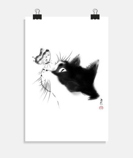 Poster chat curieux