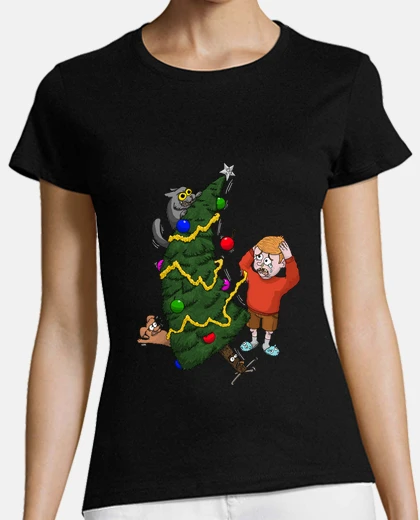 Tee-shirt chat de Noël fou