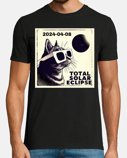 Tee-shirt chat drôle éclipse totale de soleil 202