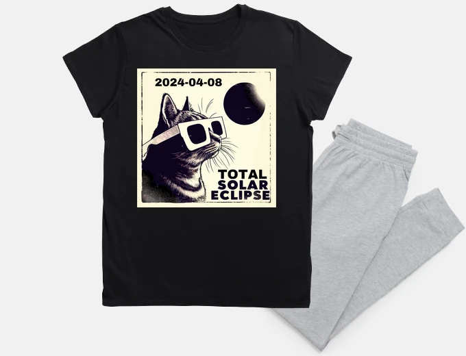 Pyjama chat drôle éclipse totale de soleil 202