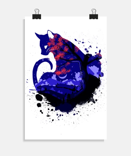Poster chat encre love r - nouvelle version