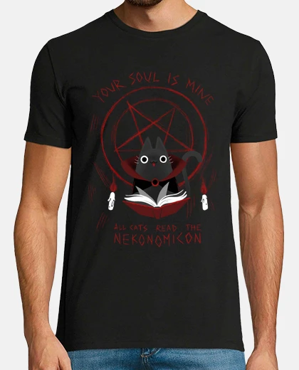 Tee-shirt chat magique - necronomicon - nekonomicon