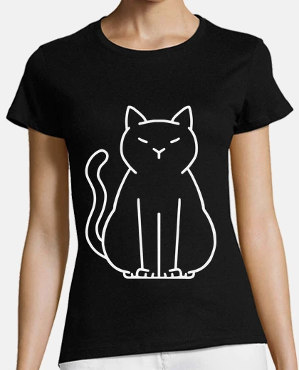 Tee-shirt chat minimaliste ligne trop mignon
