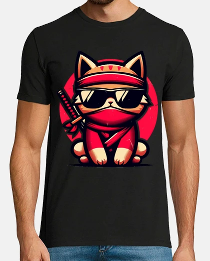 Tee-shirt chat ninja japonais rétro style vintage