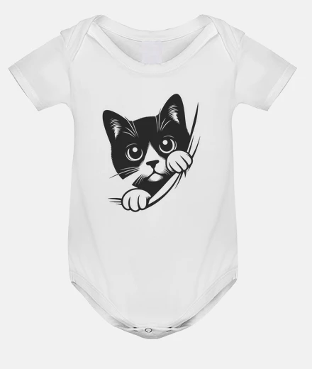 Vêtements chat noir mignon curieux malicieux body bébé onesie 