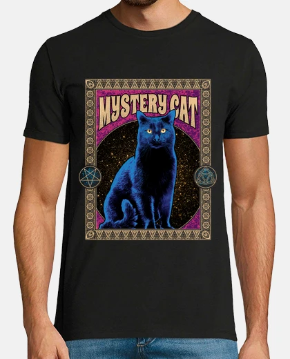 Tee-shirt chat noir mystérieux intriguant magicien 