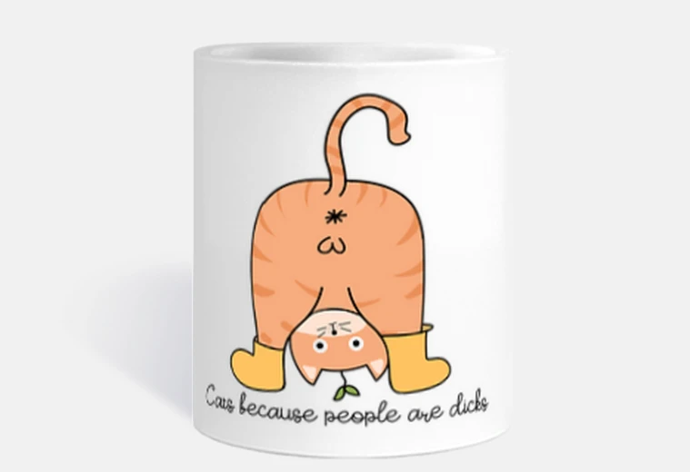 Mug Chat ,parce que les humains sont méchants et pas gentils , humour , dessin humoristique , 