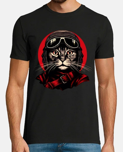 Tee-shirt chat pilote motard motard aviateur animal chaton