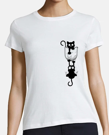 Tee-shirt Chat qui glisse pocket