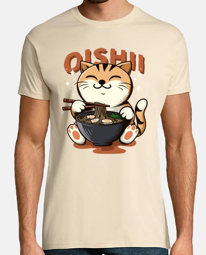 Tee-shirt chat ramen oishii