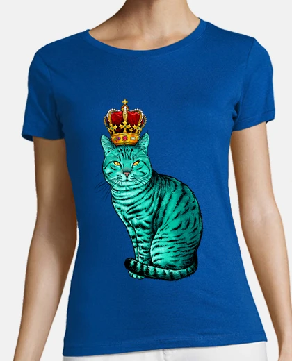Tee-shirt chat roi émeraude-drôle-couronne