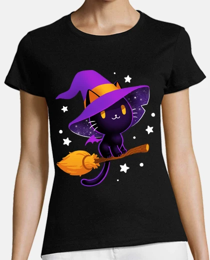 Tee-shirt chat sorcier noir - kitty