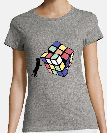 Tee-shirt Chat sur jeu cube  logique