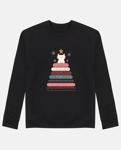 Sweat chat sur pile de laine