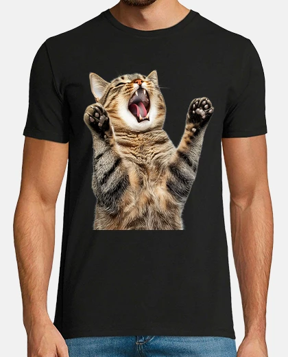 Tee-shirt chat tigré gueule ouverte fun funny