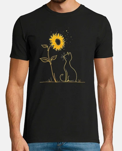 Tee-shirt chat tournesol vibre de soleil et ronro
