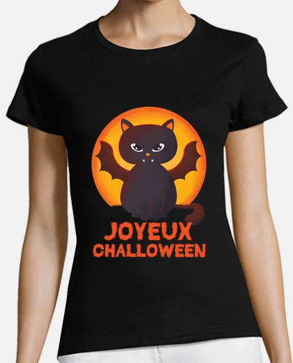 Tee-shirt Chat Vampire souhaite Joyeux Challoween