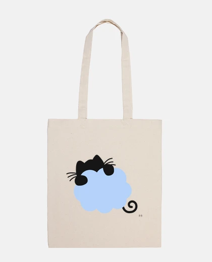 Sac chat volant dans le nuage bleu
